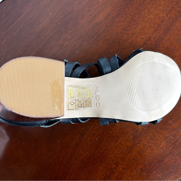 ALDO Black Leather Myssi Lace-up Block Heel Sandals - Picture 9 of 12